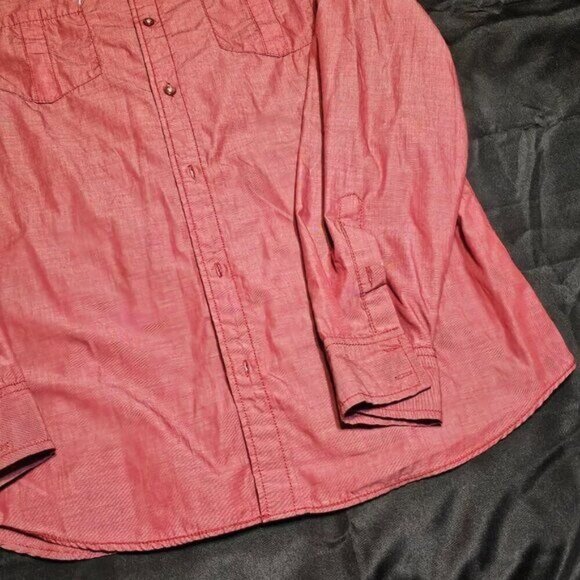 I JEANS By BUFFALO Long Sleeve Dress Shirt - Shimmering Red - Size L - Picture 4 of 10